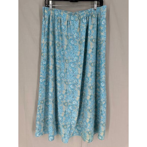 90s Vintage Skirt Women Large Blue Midi Paisley Boho Bohemian Cottagecore Pastel - Picture 3 of 8